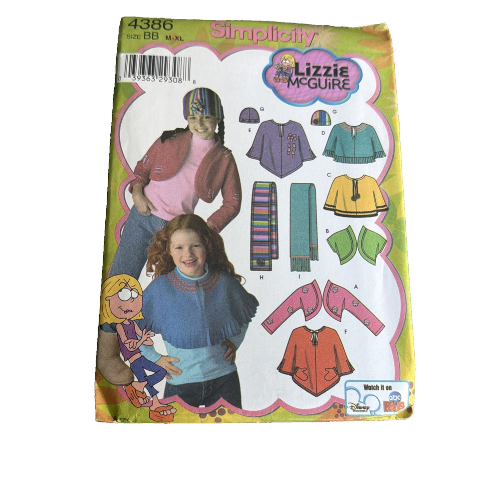 Simplicity 4386 Disney Lizzie McGuire girls pattern size BB M-XL Sewing